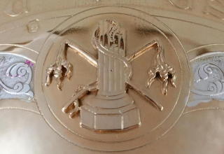 Solid silver gilt antique French Romanesque Chalice.